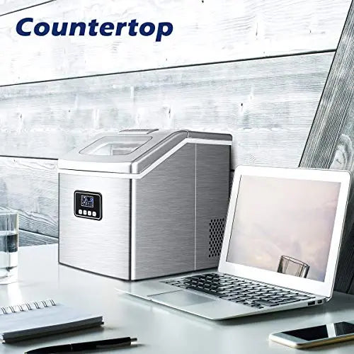 EUHOMY Countertop Ice Maker Machine, 40Lbs/24H Auto Self-Cleaning, 24 Pcs  Ice/13 Mins, Portable Compact Ice Maker with Ice Scoop & Basket, Perfect  for