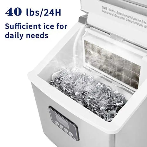 Euhomy Portable Compact Countertop Auto Self-Cleaning Ice Maker Machine - Silver E EUHOMY