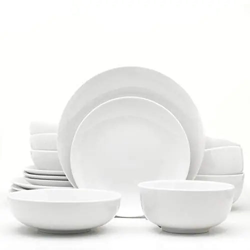 Euro Ceramica Essential Collection Porcelain Dinnerware, 16-Piece Set - Classic White Euro Ceramica
