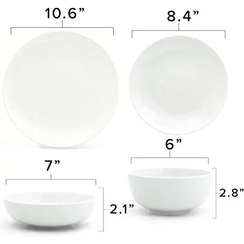 Euro Ceramica Essential Collection Porcelain Dinnerware, 16-Piece Set - Classic White Euro Ceramica