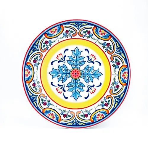 Euro Ceramica Zanzibar Dinnerware 16-Piece Set Serves 4, Spanish Floral Design - Multicolor Euro Ceramica