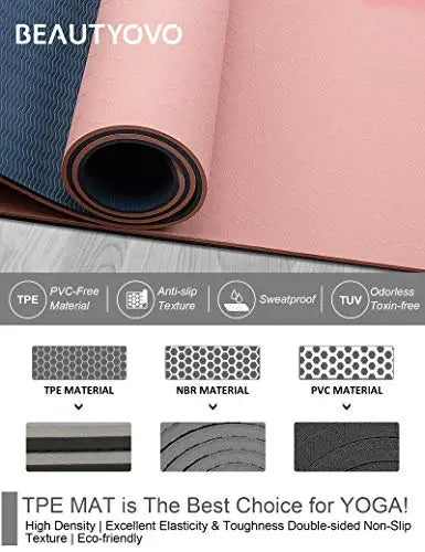 Extra Thick Double Sided Non Slip Pilates Yoga Mat with Strap - 1/3 Inch –  Môdern Space Gallery