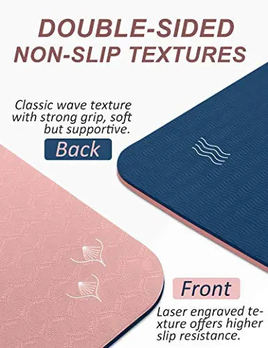 Extra Thick Double Sided Non Slip Pilates Yoga Mat with Strap - 1/3 Inch BEAUTYOVO