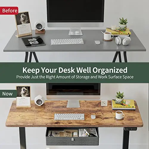 FEZIBO Electric Standing Desk, Adjustable Desk 63" - Black/Rustic Brown FEZIBO