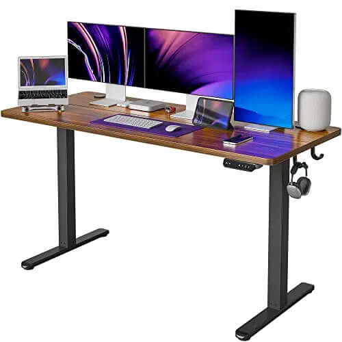 FEZIBO Standing Desk | Height Adjustable Desk - Black Frame/Espresso Top FEZIBO