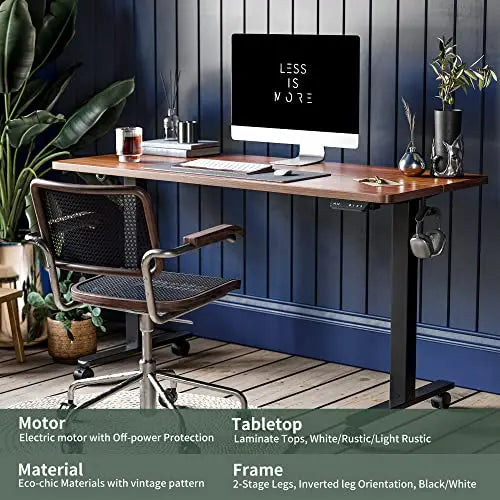 FEZIBO Standing Desk | Height Adjustable Desk - Black Frame/Espresso Top FEZIBO