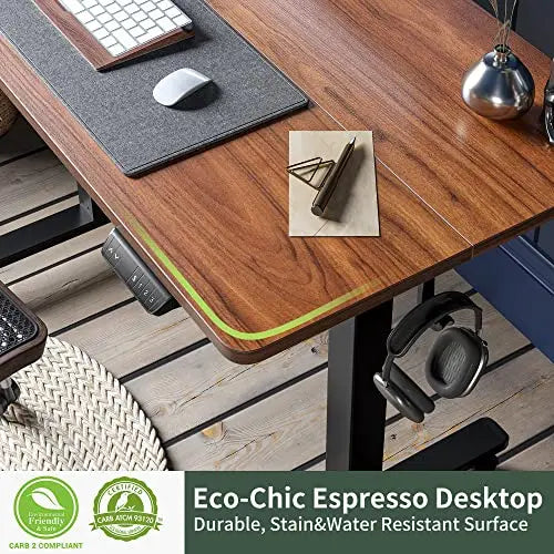 FEZIBO Standing Desk | Height Adjustable Desk - Black Frame/Espresso Top FEZIBO