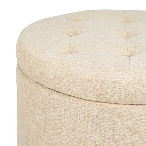 FIRST HILL Round Shoes Fabric Stool Ottoman - TAN FIRST HILL FHW