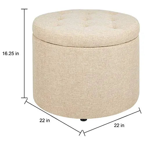 FIRST HILL Round Shoes Fabric Stool Ottoman - TAN FIRST HILL FHW