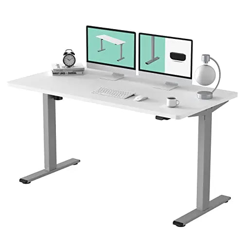 FLEXISPOT Standing Desk | Electric Stand Up Desk 55" x 28" - Gray Frame/White Top FLEXISPOT