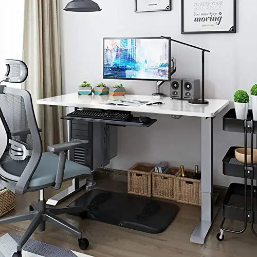 FLEXISPOT Standing Desk | Electric Stand Up Desk 55" x 28" - Gray Frame/White Top FLEXISPOT