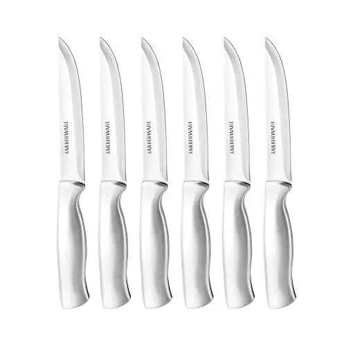 Farberware Stamped 15-Piece High-Carbon Stainless Steel Knife Block Set, Steak Knives, Black Farberware