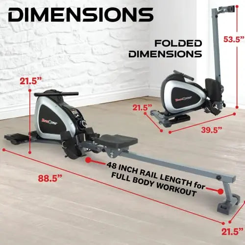 Fitness Reality Magnetic Rowing Machine with Bluetooth Workout Tracking Built-In Fitness Reality