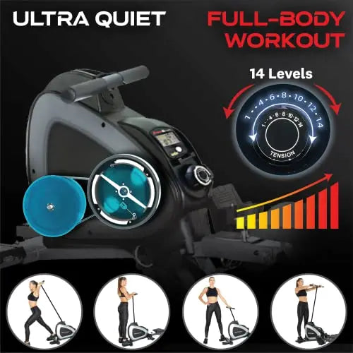 Fitness Reality Magnetic Rowing Machine with Bluetooth Workout Tracking Built-In Fitness Reality