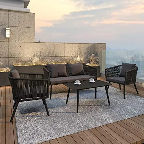 Flash Furniture | Patio Furniture Conversation Set - Black/Gray Flash Furniture