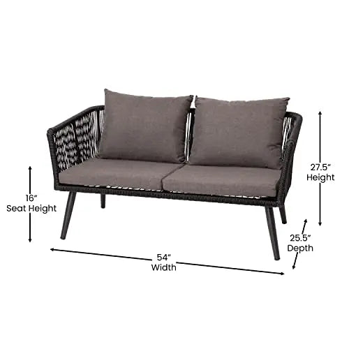 Flash Furniture | Patio Furniture Conversation Set - Black/Gray Flash Furniture