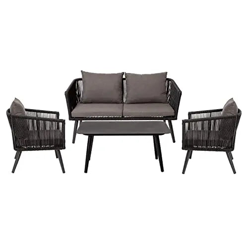 Flash Furniture | Patio Furniture Conversation Set - Black/Gray Flash Furniture