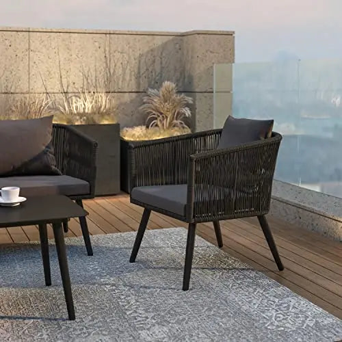 Flash Furniture | Patio Furniture Conversation Set - Black/Gray Flash Furniture