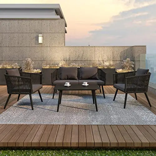 Flash Furniture | Patio Furniture Conversation Set - Black/Gray Flash Furniture