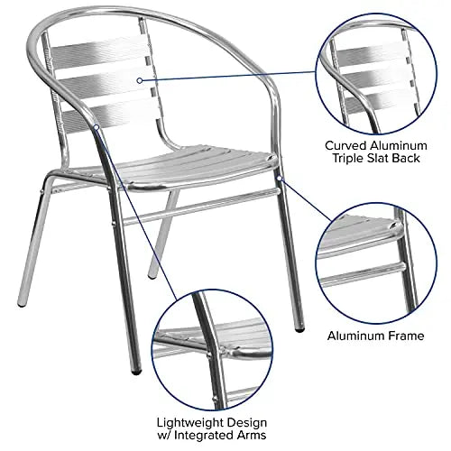 Flash Furniture Aluminum Chairs | Indoor-Outdoor Stack Chairs - Silver Flash Furniture