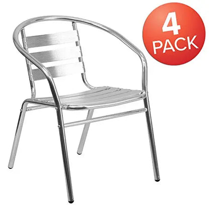 Flash Furniture Aluminum Chairs | Indoor-Outdoor Stack Chairs - Silver Flash Furniture