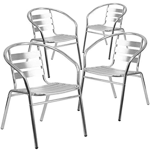 Flash Furniture Aluminum Chairs | Indoor-Outdoor Stack Chairs - Silver Flash Furniture