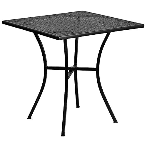 Flash Furniture Commercial Grade Indoor-Outdoor Steel Patio Table Set - Black Flash Furniture