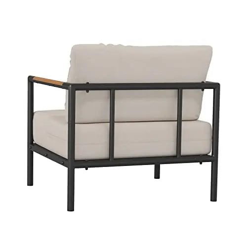 Flash Furniture Modern Outdoor Patio Furniture Chair - Beige Cushions Flash Furniture