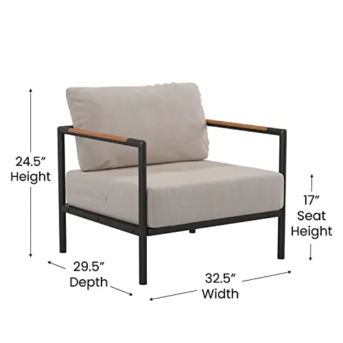 Flash Furniture Modern Outdoor Patio Furniture Chair - Beige Cushions Flash Furniture