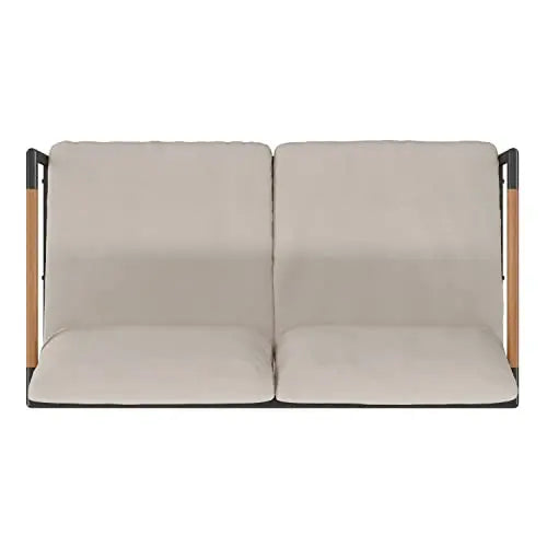 Flash Furniture Modern Outdoor Patio Furniture Loveseat - Beige Cushions Flash Furniture