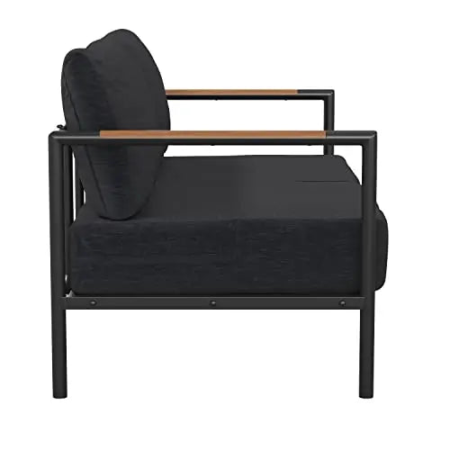 Flash Furniture Modern Patio Furniture Loveseat - Charcoal Cushions Flash Furniture