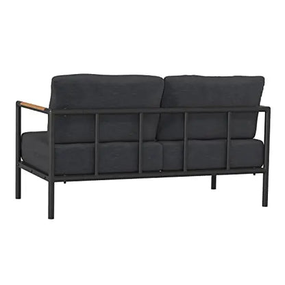 Flash Furniture Modern Patio Furniture Loveseat - Charcoal Cushions Flash Furniture