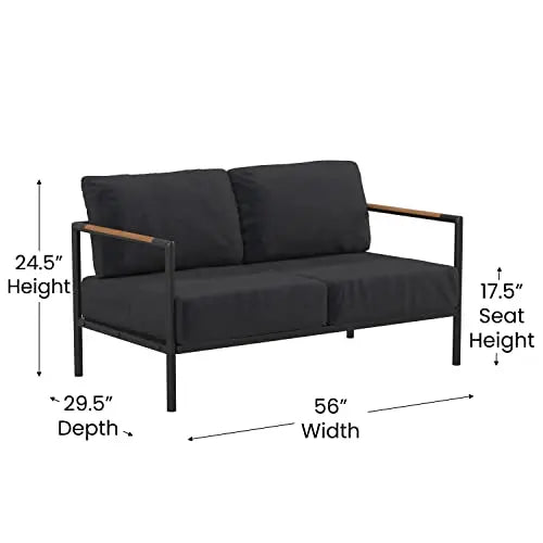 Flash Furniture Modern Patio Furniture Loveseat - Charcoal Cushions Flash Furniture