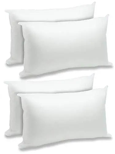 Foamily Throw Pillows Insert Set of 4-12" x 20" Premium Hypoallergenic Lumbar Stuffer Pillow Inserts Sham Square Form Polyester, Standard/White Foamily