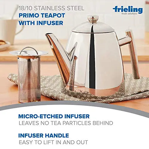 Frieling Teapot with Infuser, 34 OZ, USA 18/10 Stainless Steel Frieling