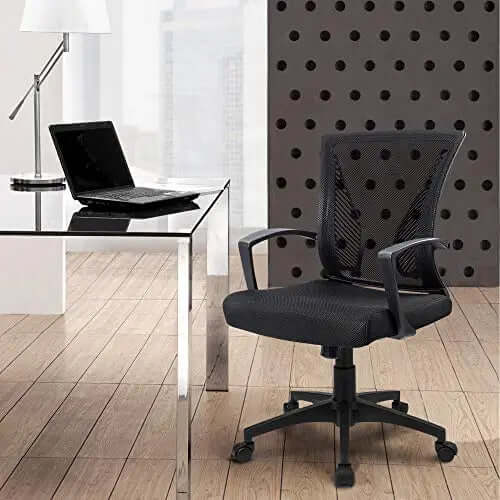 Furmax Office Chair | Swivel Ergonomic Mesh Chair with Armrest - Black