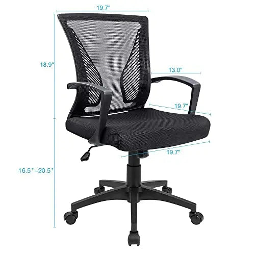 Furmax Office Chair | Swivel Ergonomic Mesh Chair with Armrest - Black Furmax