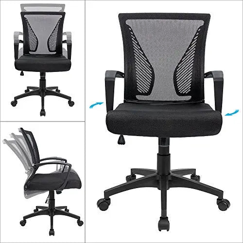 Furmax Office Chair | Swivel Ergonomic Mesh Chair with Armrest - Black Furmax