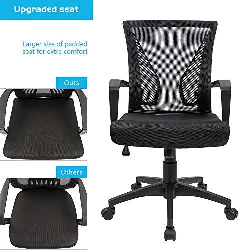 Furmax Office Chair | Swivel Ergonomic Mesh Chair with Armrest - Black Furmax