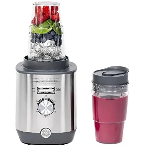 GE 5-Speed Kitchen Blender + (2) 16 Oz Blender Cups - Stainless Steel GE