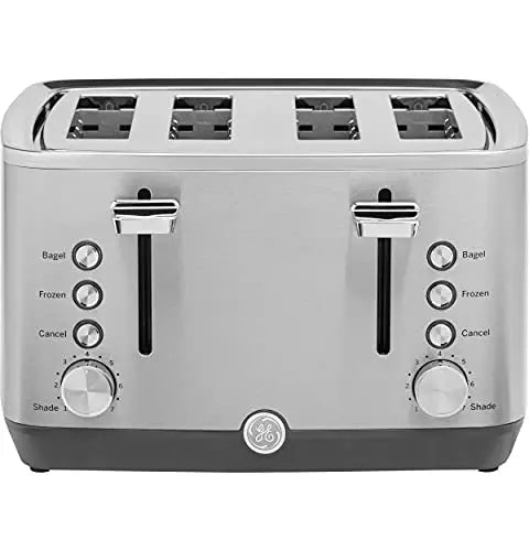 GE Stainless Steel Toaster | 4 Slice Extra Wide Toaster Slots - Stainless Steel GE