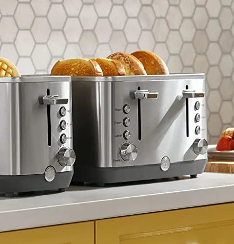 GE Stainless Steel Toaster | 4 Slice Extra Wide Toaster Slots - Stainless Steel GE