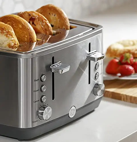 GE Stainless Steel Toaster | 4 Slice Extra Wide Toaster Slots - Stainless Steel GE