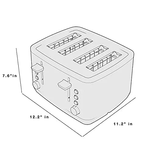 GE Stainless Steel Toaster | 4 Slice Extra Wide Toaster Slots - Stainless Steel GE