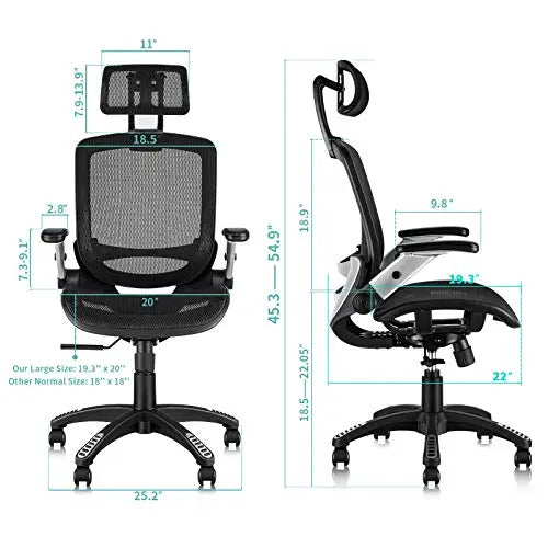 Gabrylly Ergonomic Office Chair | High Back Swivel Mesh Chair - Black GABRYLLY