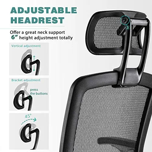 Gabrylly Ergonomic Office Chair | High Back Swivel Mesh Chair - Black GABRYLLY