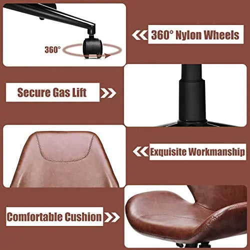 Giantex Office Chair | Ergonomic Mid-Back PU Leather Armless Chair - Brown Giantex