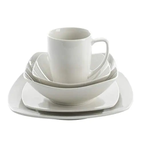 Gibson Home Zen Buffet 39-Piece Square Shaped Dinnerware Set, Serves 6 - White Gibson Home