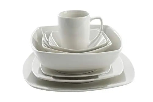 Gibson Home Zen Buffet 39-Piece Square Shaped Dinnerware Set, Serves 6 - White Gibson Home