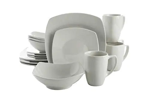 Gibson Home Zen Buffet 39-Piece Square Shaped Dinnerware Set, Serves 6 - White Gibson Home